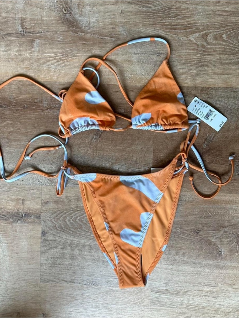 New PacSun Orange and white triangle top bikini set